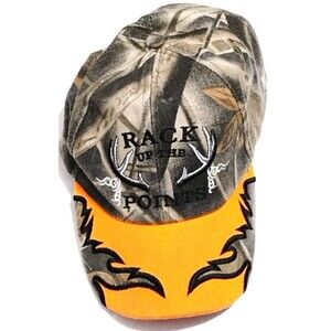 mens Hunting Camouflage Baseball Cap Blaze Orange Brim Deer Antlers outdoor